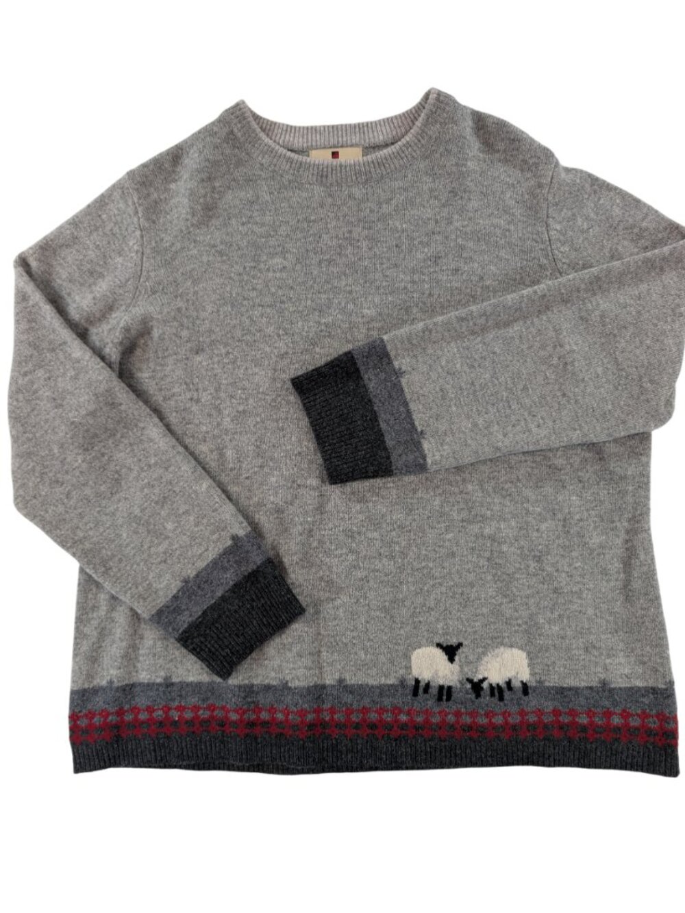 Woolrich Lambswool Grazing Sheep Knit Sweater Womens 2XL | Gray Animal Cozy Fall